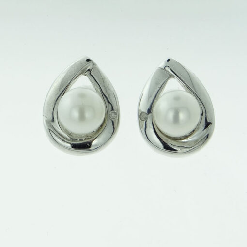 Sterling Silver Pearl and Diamond Accent Earrings