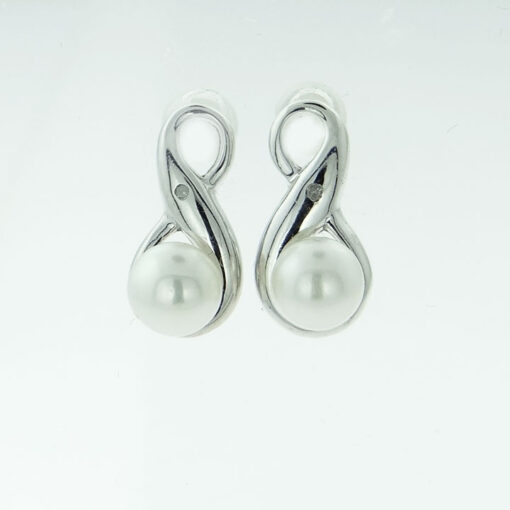 Sterling Silver Pearl Twist Earrings