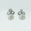 Sterling Silver Pearl and Diamond Twist Earrings