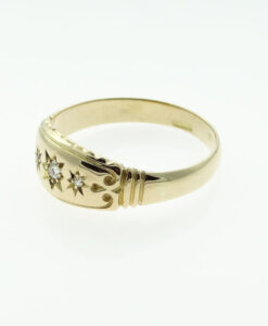 Antique 18ct Gold & Diamond Set Gypsy Style Ring
