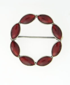 Sterling Silver Red Enamel Brooch, Made in Denmark by Volmer Bahner