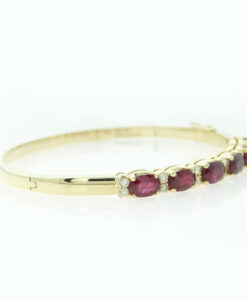 18ct Gold Diamond and Ruby Bangle