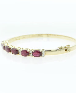 18ct Gold Diamond and Ruby Bangle
