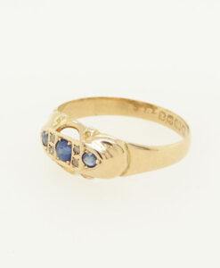 Victorian 18ct Gold Diamond and Sapphire Boat Ring