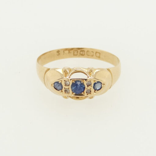 Victorian 18ct Gold Diamond and Sapphire Boat Ring