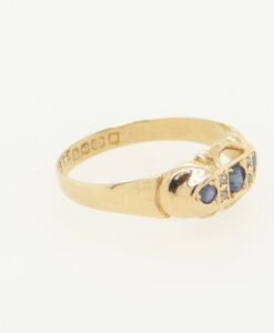 Victorian 18ct Gold Diamond and Sapphire Boat Ring