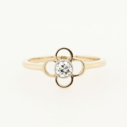 Vintage 9ct Rose Gold Diamond Clover Ring