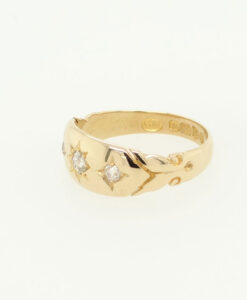 Antique 18ct Gold Three Stone Diamond Gypsy Ring