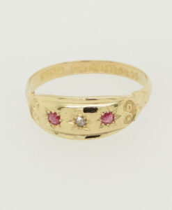 Edwardian 18ct Gold Diamond and Ruby Gypsy Ring