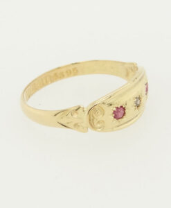 18ct Gold Diamond and Ruby Gypsy Ring