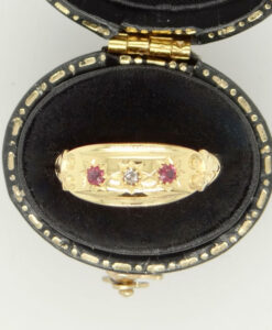 Edwardian 18ct Gold Diamond and Ruby Gypsy Ring