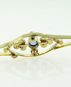 Antique 15ct Gold Sapphire & Pearl Brooch