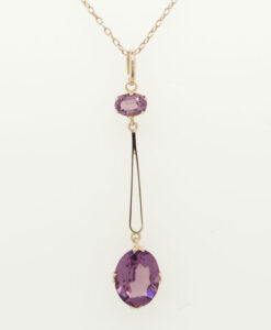 9ct Rose Gold Amethyst Pendant and Chain