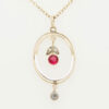 Antique 9ct Gold Seed Pearl and Paste Oval Pendant