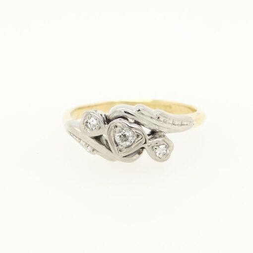 Vintage 18ct Gold and Platinum Diamond Heart Ring