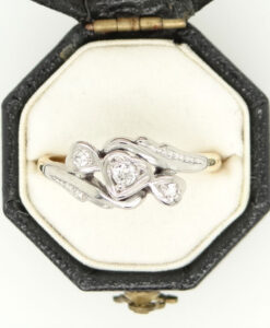 Vintage 18ct Gold and Platinum Diamond Heart Ring
