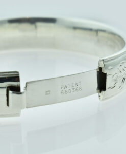 Vintage Flower Engraved Sterling Silver Bangle