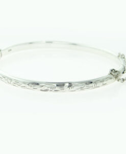 Chester 1960 Half Engraved Sterling Silver Bangle