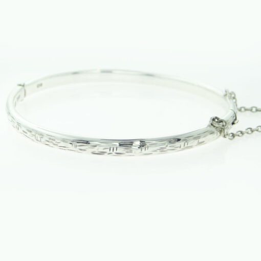 Chester 1960 Half Engraved Sterling Silver Bangle