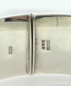 Vintage Half Engraved Wide Sterling Silver Bangle
