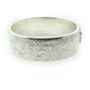 Vintage Half Engraved Wide Sterling Silver Bangle