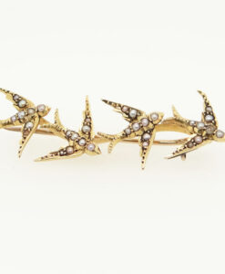 Vintage 15ct Gold Pearl Swallow Brooch