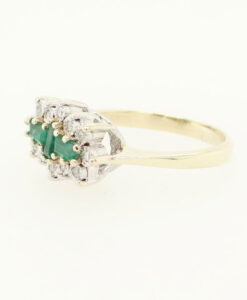 9ct Yellow Gold Diamond and Emerald Cluster Ring