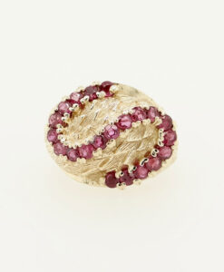Vintage 9ct Gold Ruby Swirl Dome Ring