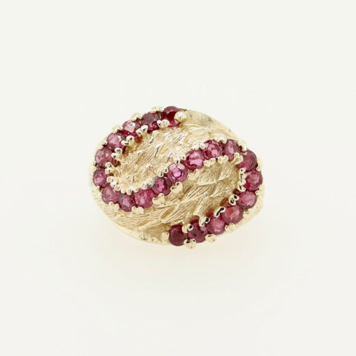 Vintage 9ct Gold Ruby Swirl Dome Ring