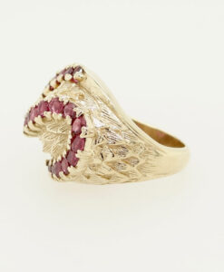 Vintage 9ct Gold Ruby Swirl Dome Ring