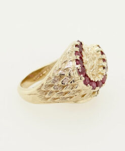 Vintage 9ct Gold Ruby Swirl Dome Ring