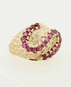 Vintage 9ct Gold Ruby Swirl Dome Ring
