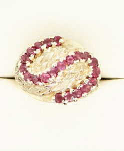 Vintage 9ct Gold Ruby Swirl Dome Ring