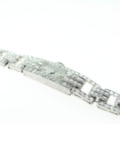 French Art Deco Platinum Diamond Cocktail Watch