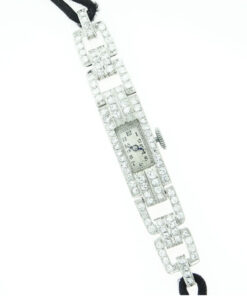 French Art Deco Platinum Diamond Cocktail Watch