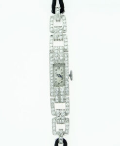 French Art Deco Platinum Diamond Cocktail Watch