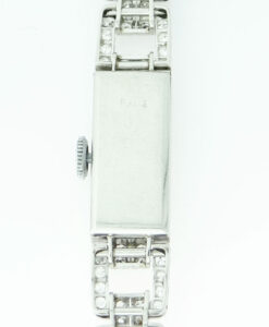 French Art Deco Platinum Diamond Cocktail Watch
