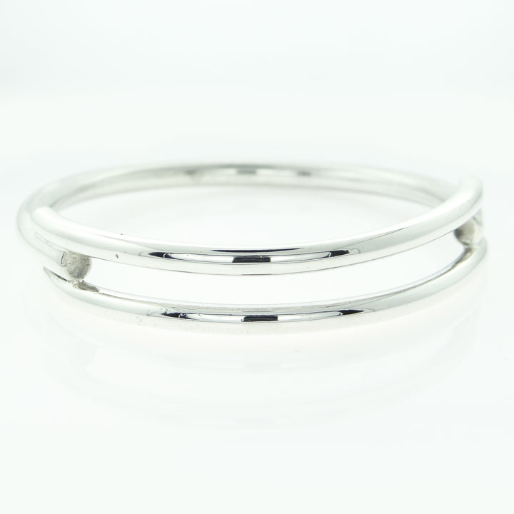 925 Round Sterling Silver Double Band Bangle