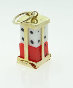 9ct Gold Two Dice Holder Charm - London 1989