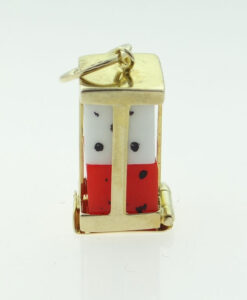 9ct Gold Two Dice Holder Charm - London 1989