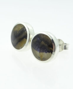 Sterling Silver Blue John Round Stud Earrings. E099
