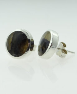 Sterling Silver Blue John Round Stud Earrings. E099