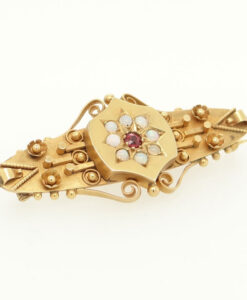 Antique 9ct gold opal and garnet brooch
