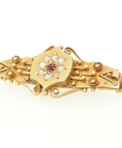 Antique 9ct gold opal and garnet brooch
