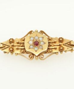 9ct gold opal and garnet brooch