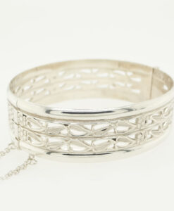 Sterling Silver Flower Bangle