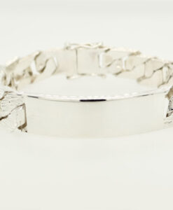 Mens Sterling Silver Curb Chain Chunky ID Bracelet
