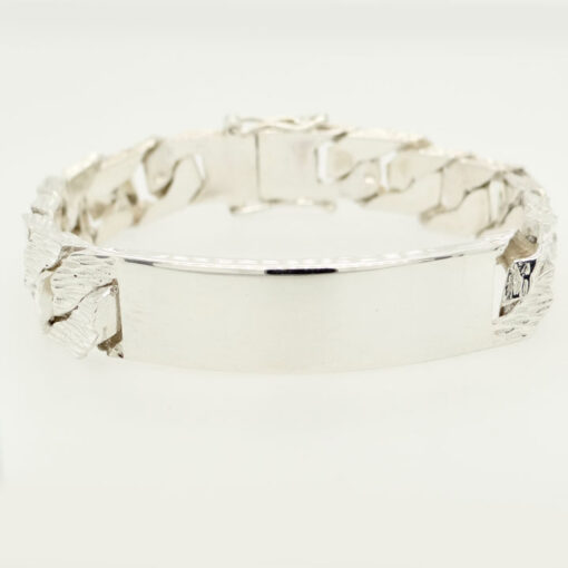 Mens Sterling Silver Curb Chain Chunky ID Bracelet