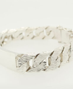 Mens Sterling Silver Curb Chain ID Bracelet