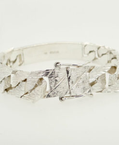 Mens Sterling Silver Curb Chain ID Bracelet